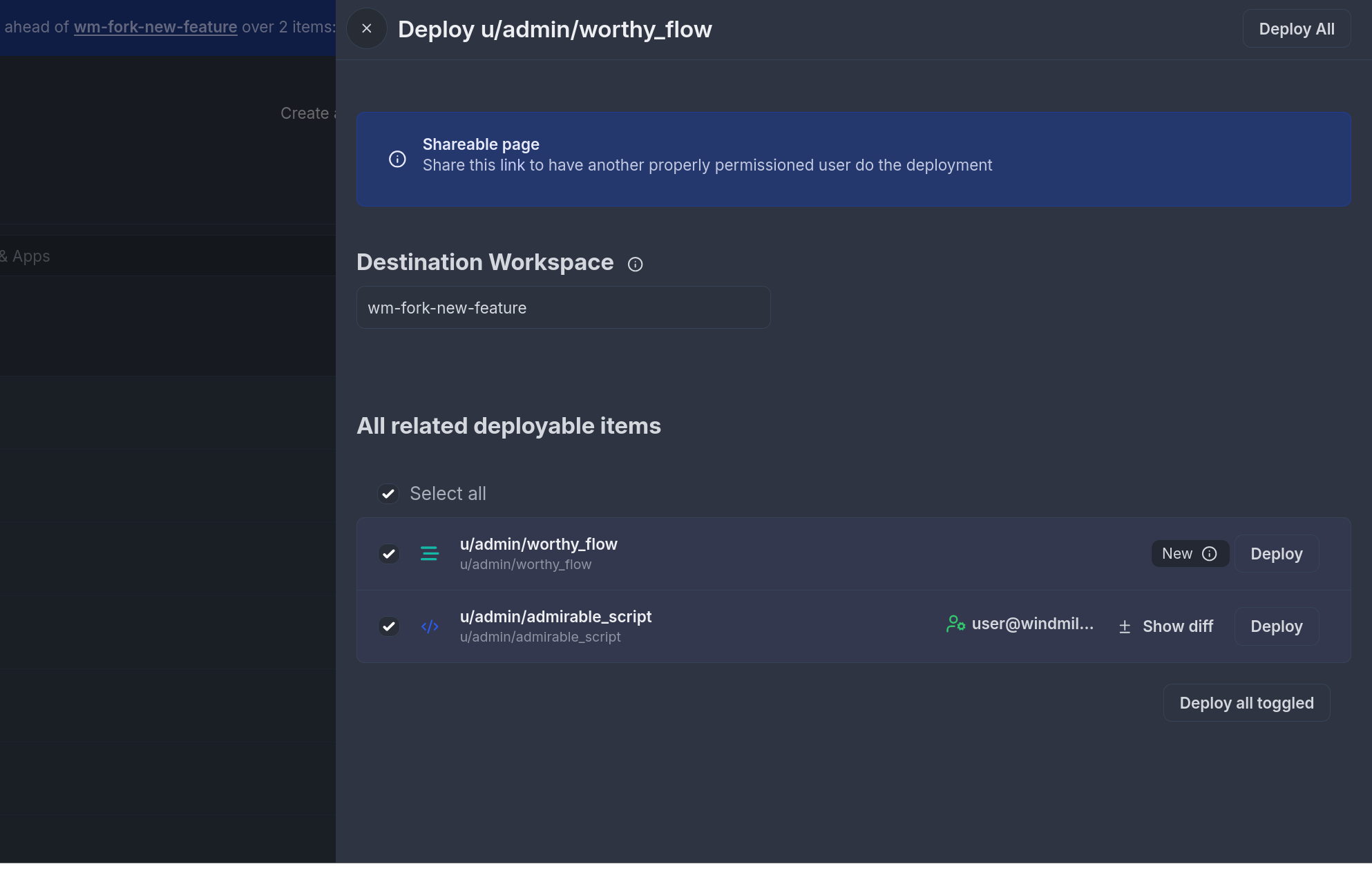 Deploy UI