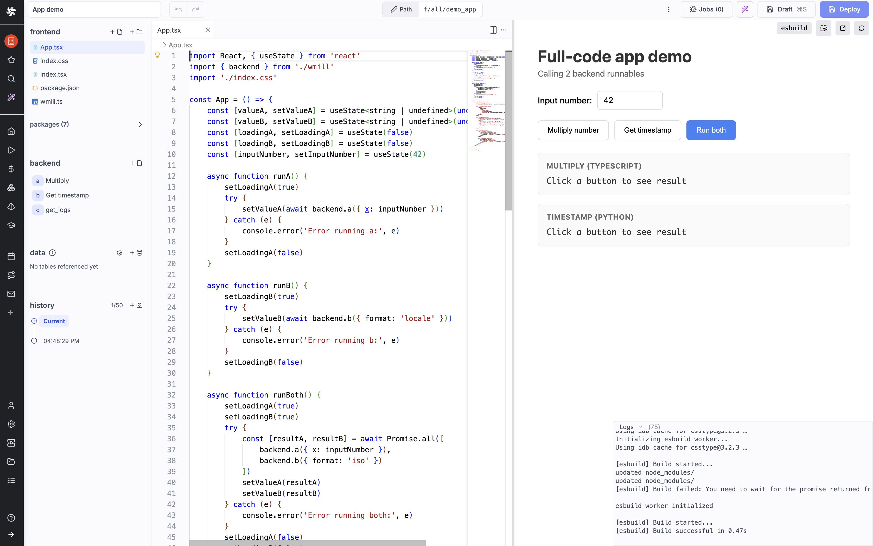 Full-code apps